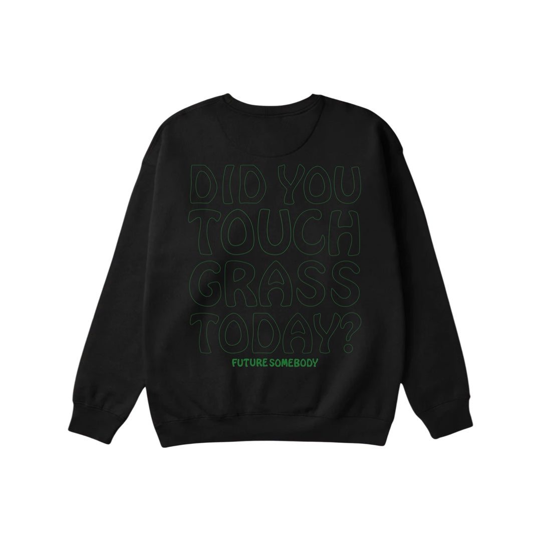 Touch Grass Crewneck Sweater - Black